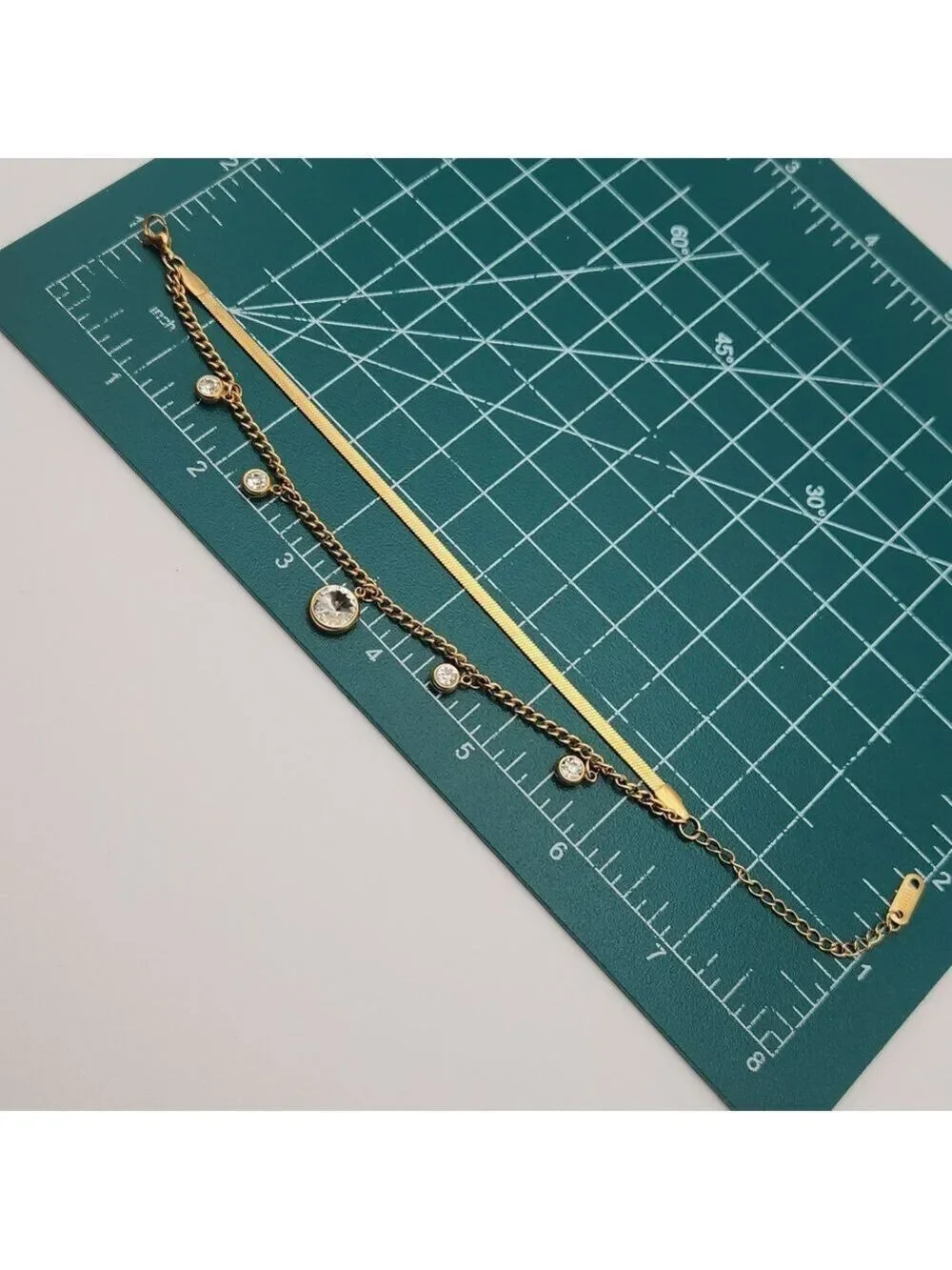 18K Gold Plated Double-Chain Charm Bracelet – Layered & Elegant